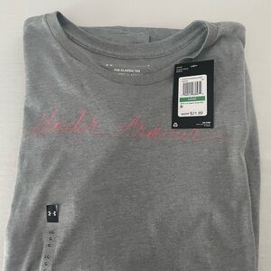 Under Armour Men's Gray Tee with Pink Logo
